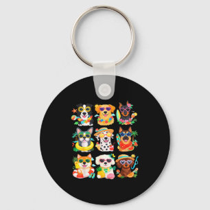 Cute dog sunglasses puppy summer beach holiday keychain