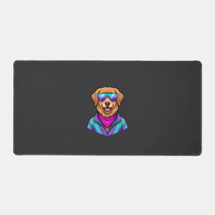 Cute Dog Sunglasses Retro Neon Art_1 Desk Mat