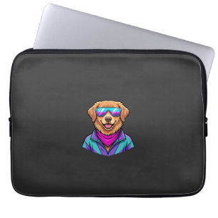 Cute Dog Sunglasses Retro Neon Art_1 Laptop Sleeve