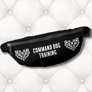 Cute Dog Trainer Black White Paw Print Heart Fanny Pack