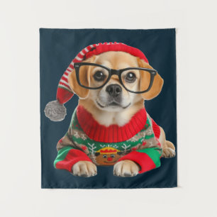 Cute Dog Ugly Christmas Sweater Tapestry
