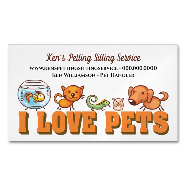 Cute Dog Walking Animal Car Pet Service  Magnetic Business Card (Front)