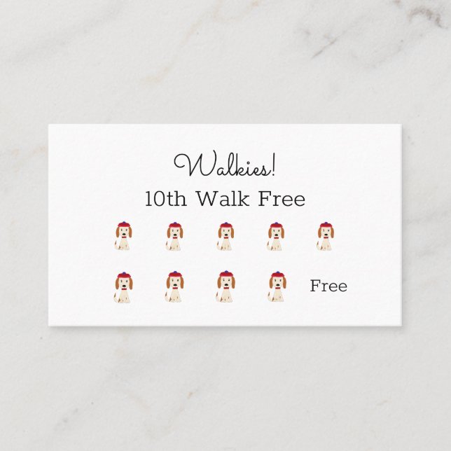Cute Dog walking / Grooming Loyalty Card (Front)