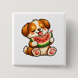 Cute Dog Watermelon 2 Inch Square Button