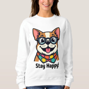 Cute dog wearing glasses with colourful scarf. sweatshirt
