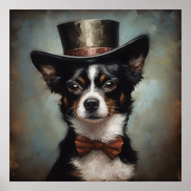 cute dog wearing top and red bow tie poster (Front)