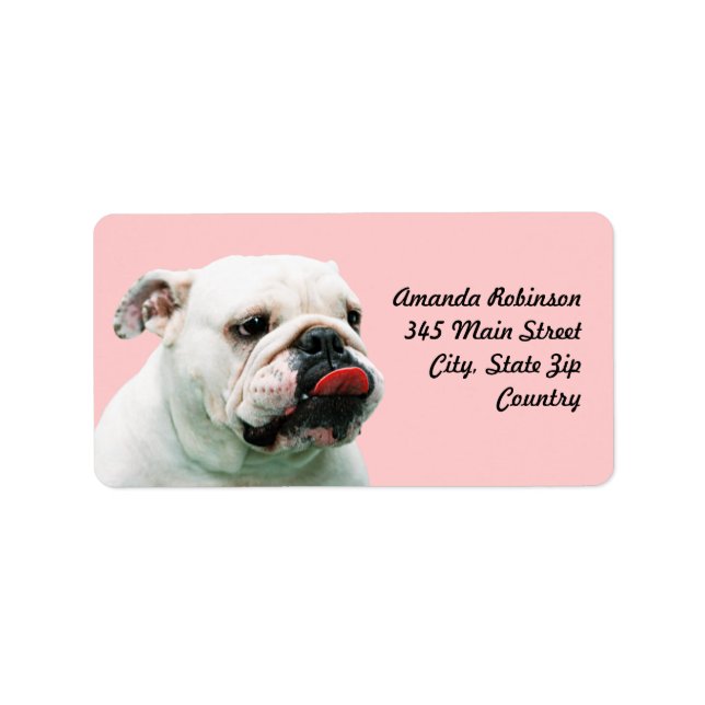 Cute dog white Bulldog Label (Front)