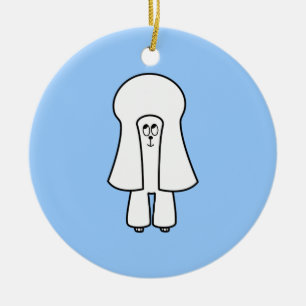 Cute Dog. White Toy Poodle / Miniature Poodle. Ceramic Ornament