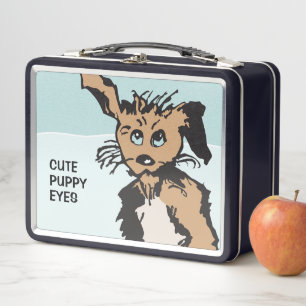 Cute Dog With Blue Puppy Eyes Metal Lunch Box