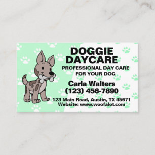 Cute Dog with Bone Doggie Day Care Business Card