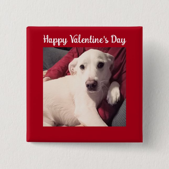 Cute Dog with Dad Valentines Day 2 Inch Square Button (Front)