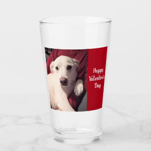 Cute Dog with Dad Valentines Day Glass