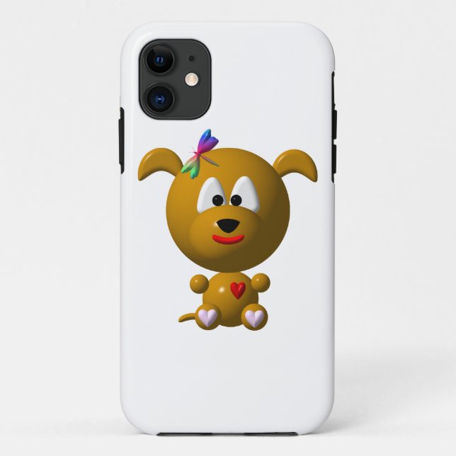 Cute Dog with Dragonfly Case-Mate iPhone Case (Back)