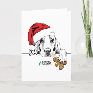 Cute Dog with Gingerbread Man Cookie Holiday Card