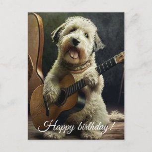 Cute Dog with Guitar.  Postcard