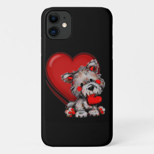 cute dog with heart cell phone case/cover Case-Mat iPhone 11 Case