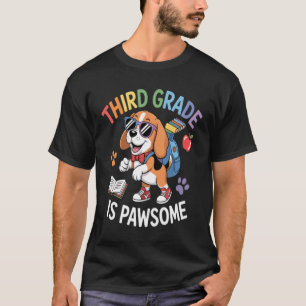 Cute Dog With School Vibes Third Grade Is Pawsome T-Shirt
