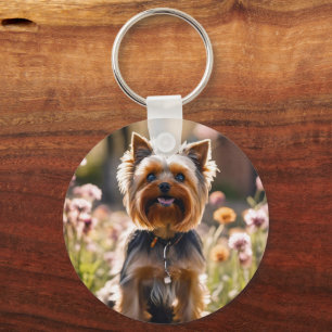 Cute Dog Your Photo Blush Pink Name Keychain