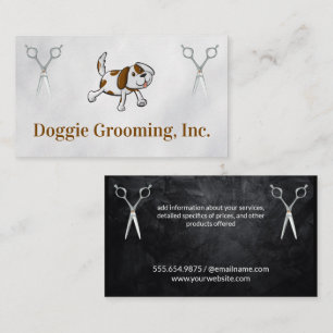 Cute Doggie   Dog Grooming Scissors Business Card