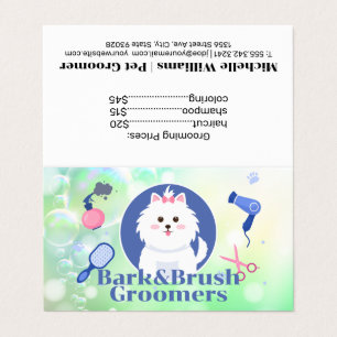 Cute Doggie   Grooming Tools   Soap Bubbles Business Card