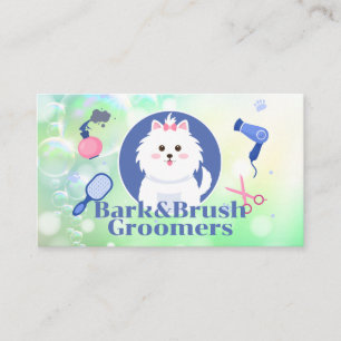 Cute Doggie   Grooming Tools   Soap Bubbles Business Card