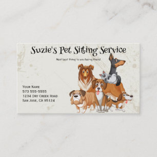 Cute Dogs and Cat Pet Sitting Service Business Card