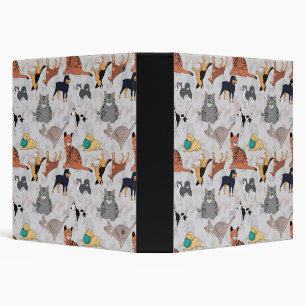 Cute Dogs And Cats Pattern Design Binder