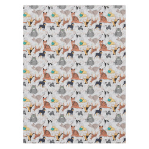 Cute Dogs And Cats Pattern Design Tablecloth
