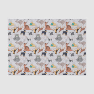 Cute Dogs And Cats Pattern Design Tissue Paper