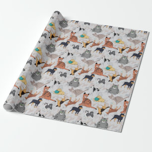 Cute Dogs And Cats Pattern Design Wrapping Paper