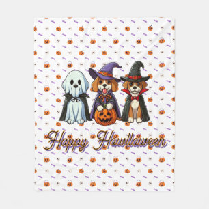 Cute Dogs as ghost, witch, & vampire Fleece Blanket