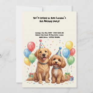 Cute Dogs Birthday Party Invitation