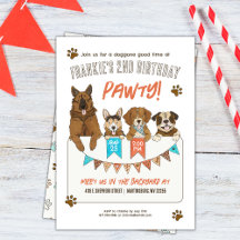 Cute Dogs Birthday Party Invitation