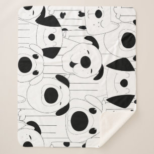 Cute dogs: black, white cartoon. sherpa blanket