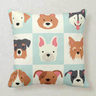 Cute dogs breed pattern throw pillow