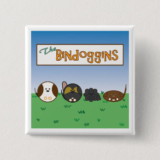 Cute Dogs Button, The Bindoggins 2 Inch Square Button