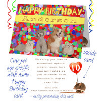 Cute Dogs Cats Age Specific Fun Happy Birthday