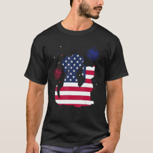 Cute Dogs & Cats American Flag Happy 4th Of July T-Shirt