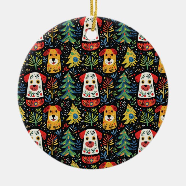 Cute Dogs Christmas Ornament (Front)