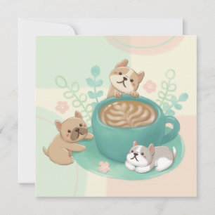 Cute Dogs & Coffee Illustration Card
