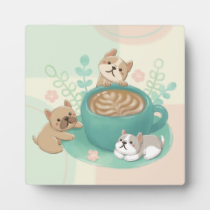 Cute Dogs & Coffee Illustration Plaque