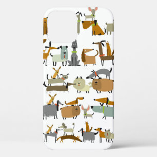 Cute dogs collection, sketch vintage illustration iPhone 12 case