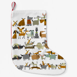Cute dogs collection, sketch vintage illustration small christmas stocking