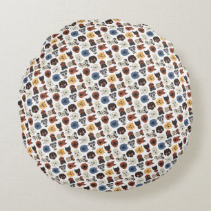 Cute Dogs Faces Pattern Round Pillow