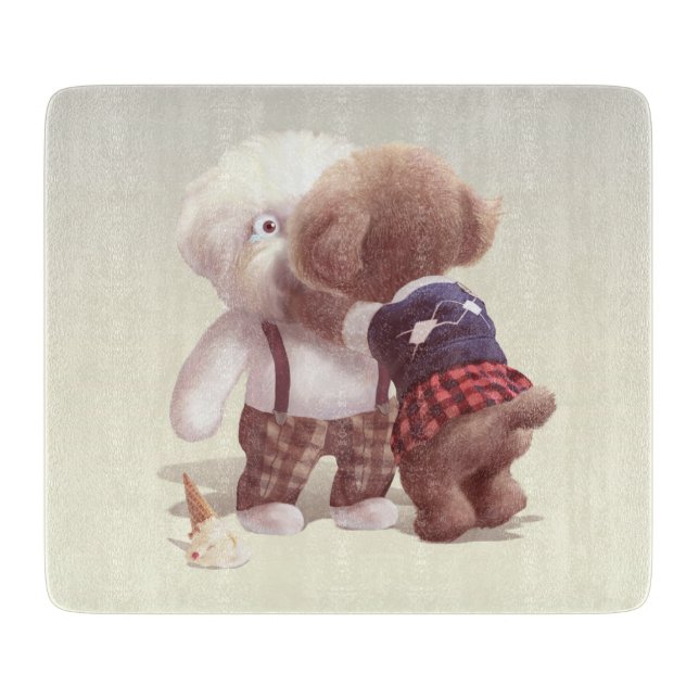 Cute Dogs Hugging Cutting Board (Front)