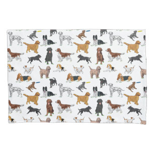 Cute Dogs Illustrations Pattern Pillowcase