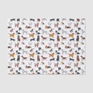 Cute Dogs Illustrations Pattern Tissue Paper