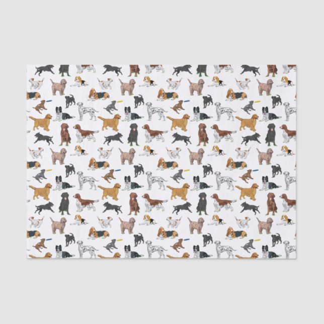Cute Dogs Illustrations Pattern Tissue Paper (Front)