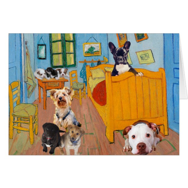 Cute Dogs in Van Gogh's Bedroom (Front Horizontal)