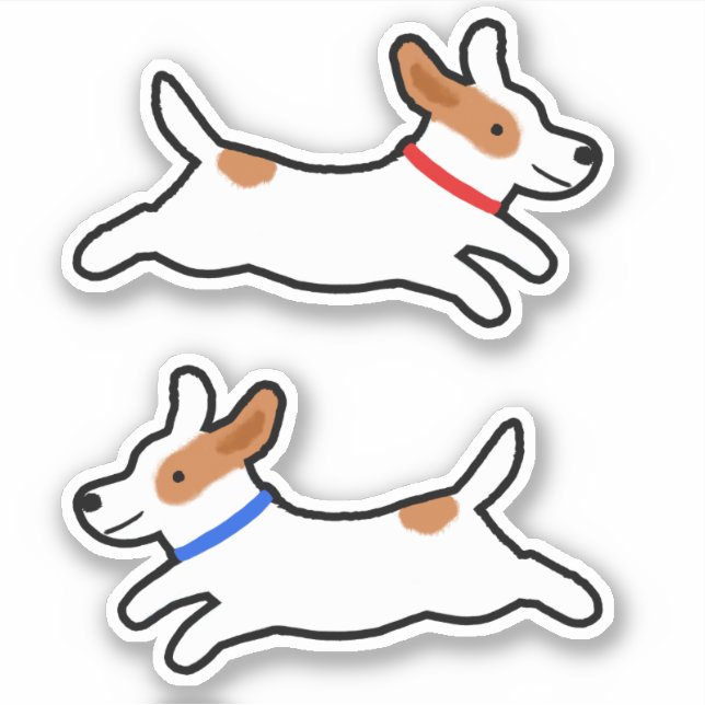 Cute Dogs Jack Russell Terrier Puppy Sticker Set (Front)